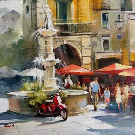 Painting Where the city breathes love by Bond Tetiana | Painting Figurative Oil