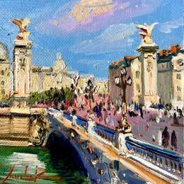 Painting Crossing Time in Paris  by Xanlar | Painting Impressionism Oil Architecture, Nature, Pop icons, Urban