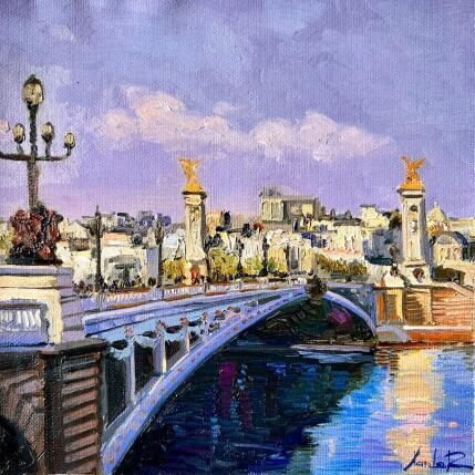 Peinture Golden Light on the Seine par Xanlar | Tableau Impressionnisme Huile Architecture, Nature, Urbain