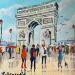 Peinture Promenade à L Arc de Triomphe par Lallemand Yves | Tableau Figuratif Urbain Acrylique