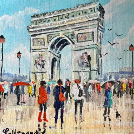 Peinture Promenade à L Arc de Triomphe par Lallemand Yves | Tableau Figuratif Acrylique Urbain