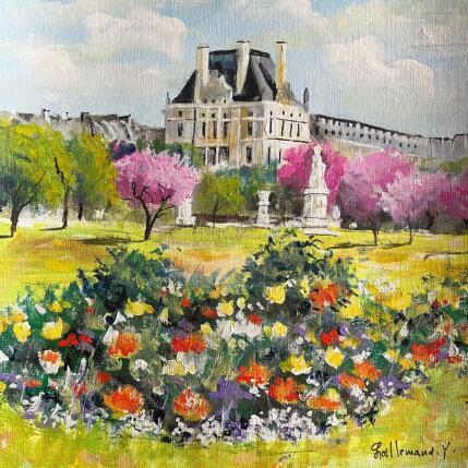 Peinture Jardin des Tuileries  par Lallemand Yves | Tableau Figuratif Acrylique Urbain
