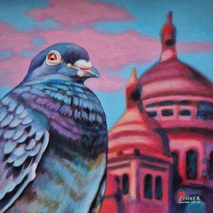 Peinture Drôle d'oiseau par Emma Fischer | Tableau Figuratif Acrylique Animaux, Portraits, Urbain