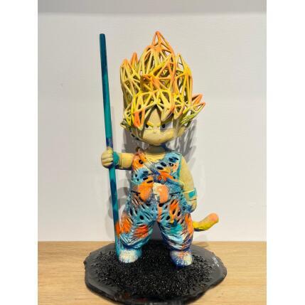 Sculpture NEON SAIYAN STANDING par Shenoda | Sculpture Pop-art Graffiti, Résine