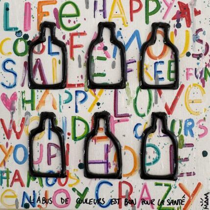 Peinture HAPPY BOTTLES par Mam | Tableau Pop-art Acrylique