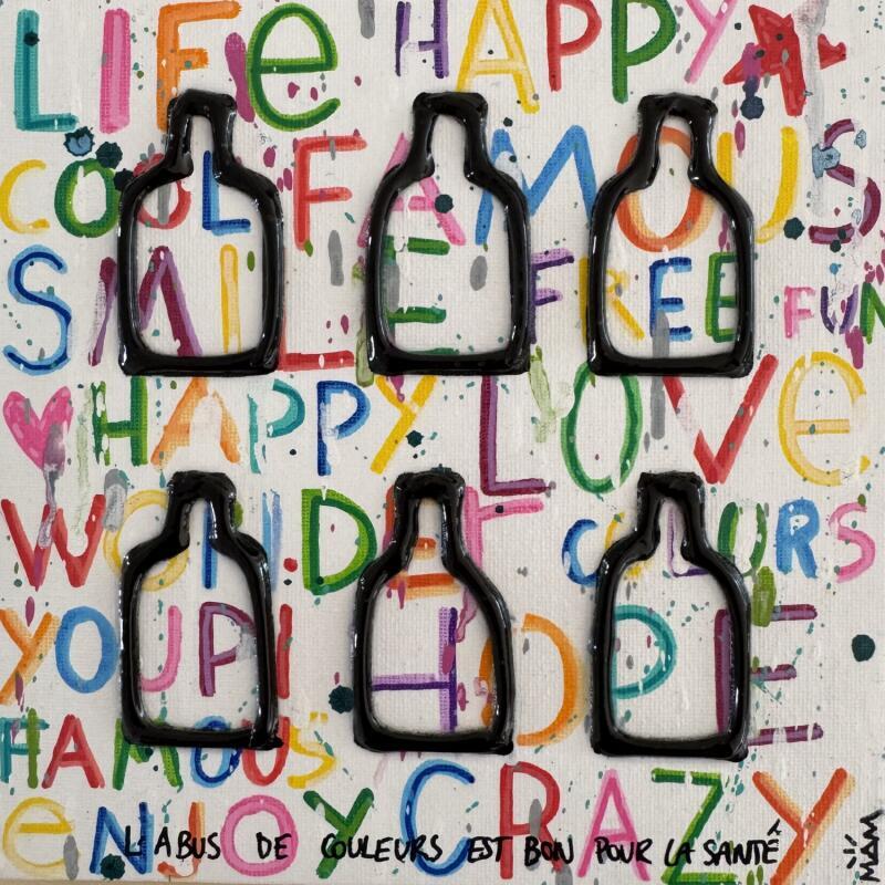 Peinture HAPPY BOTTLES  par Mam | Tableau Pop-art Acrylique