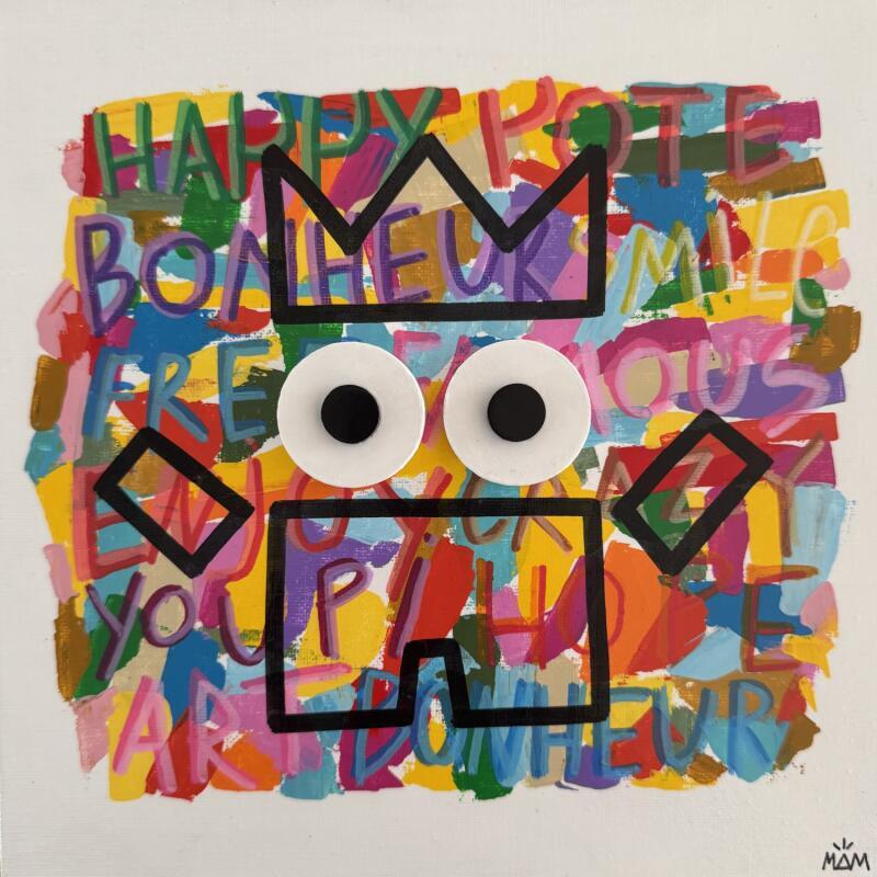 Gemälde HAPPY BONHEUR  von Mam | Gemälde Pop-Art Acryl