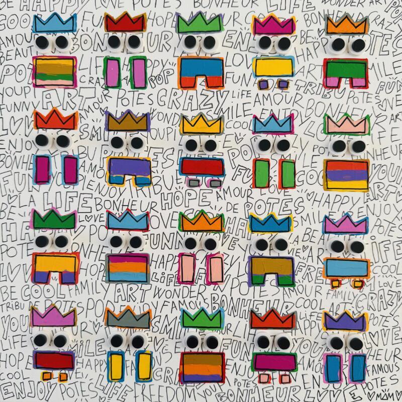 Peinture WHITE TRIBU par Mam | Tableau Pop-art Icones Pop Acrylique