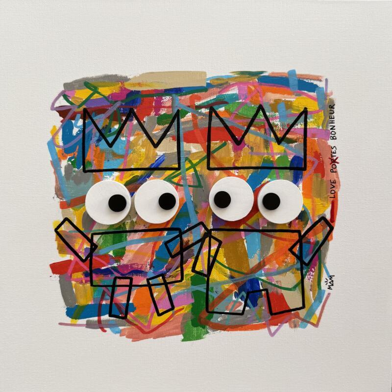 Peinture LOVE POTES BONHEUR  par Mam | Tableau Pop-art Portraits Icones Pop Minimaliste Acrylique