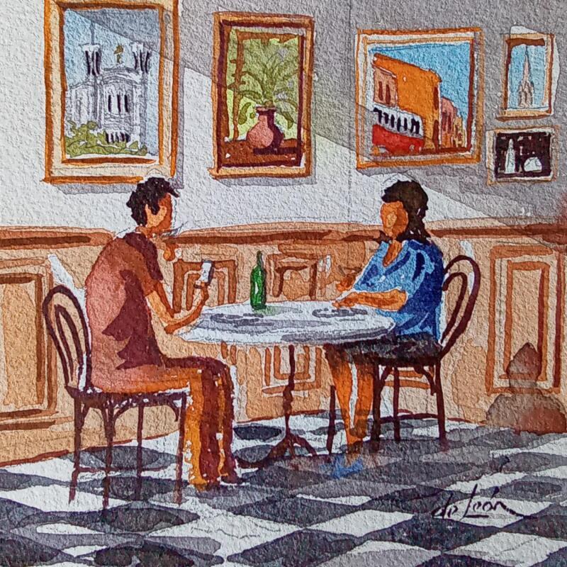 Painting nous 2 à Lyon by De León Lévi Marcelo | Painting Figurative Urban Watercolor