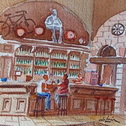 Peinture on réfléchit par De León Lévi Marcelo | Tableau Figuratif Aquarelle Urbain