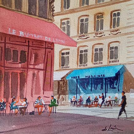 Painting rouge blanc et bleu  by De León Lévi Marcelo | Painting Figurative Watercolor Pop icons, Urban