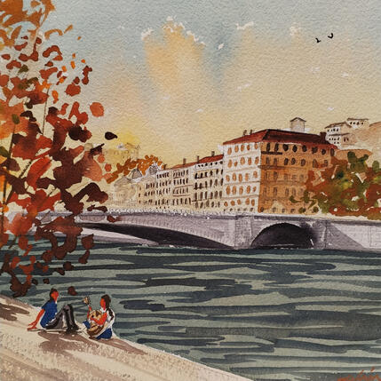 Pintura Les quais por De León Lévi Marcelo | Pintura Figurativo Acuarela Urbano