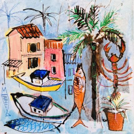 Painting Saveurs de Méditerranée by Colombo Cécile | Painting Naive art Acrylic, Gluing, Ink, Pastel, Watercolor Landscapes, Nature