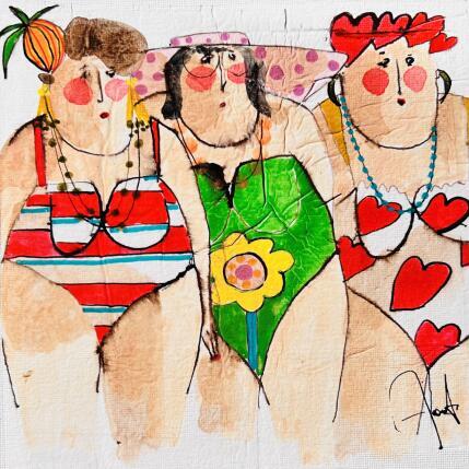 Peinture Martine Yvonne Magalie  par Colombo Cécile | Tableau Art naïf Acrylique, Aquarelle, Collage, Encre, Pastel Nature, Portraits, Scènes de vie