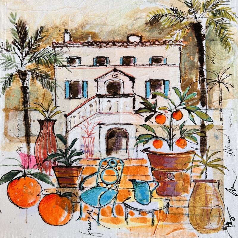 Painting Demeure by Colombo Cécile | Painting Naive art Landscapes Watercolor Acrylic Gluing Ink Pastel