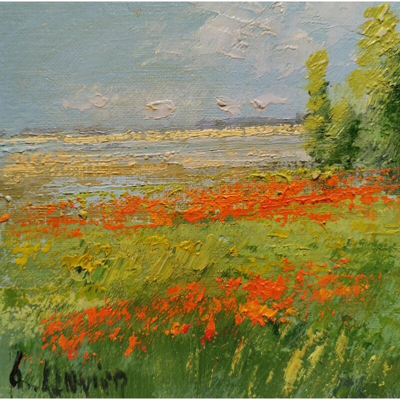 Pintura Coquelicots en baie de somme por Sannier Daniel | Pintura Impressionism Paisajes Aceite
