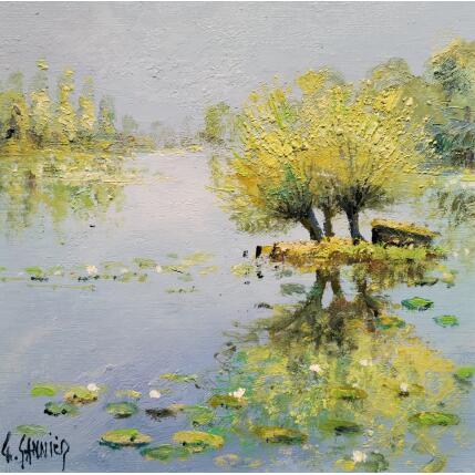 Painting Le petit îlot sur l'étang by Sannier Daniel | Painting Impressionism Oil Landscapes