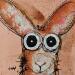 Painting Lapin surpris by Maury Hervé | Painting Raw art Animals Acrylic Ink Sand Pigments