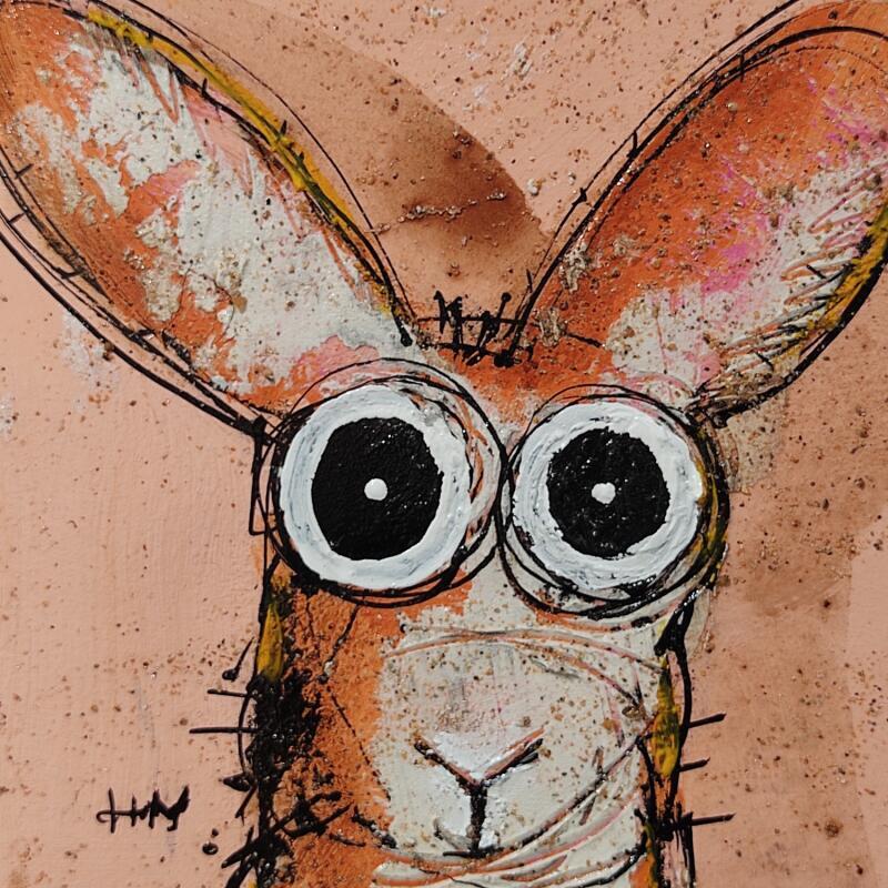 Painting Lapin surpris by Maury Hervé | Painting Raw art Animals Acrylic Ink Sand Pigments