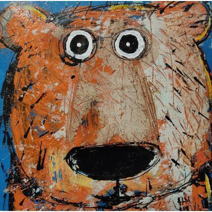 Peinture Ours bien timide! par Maury Hervé | Tableau Art Singulier Acrylique, Encre, Pigments, Sable Animaux