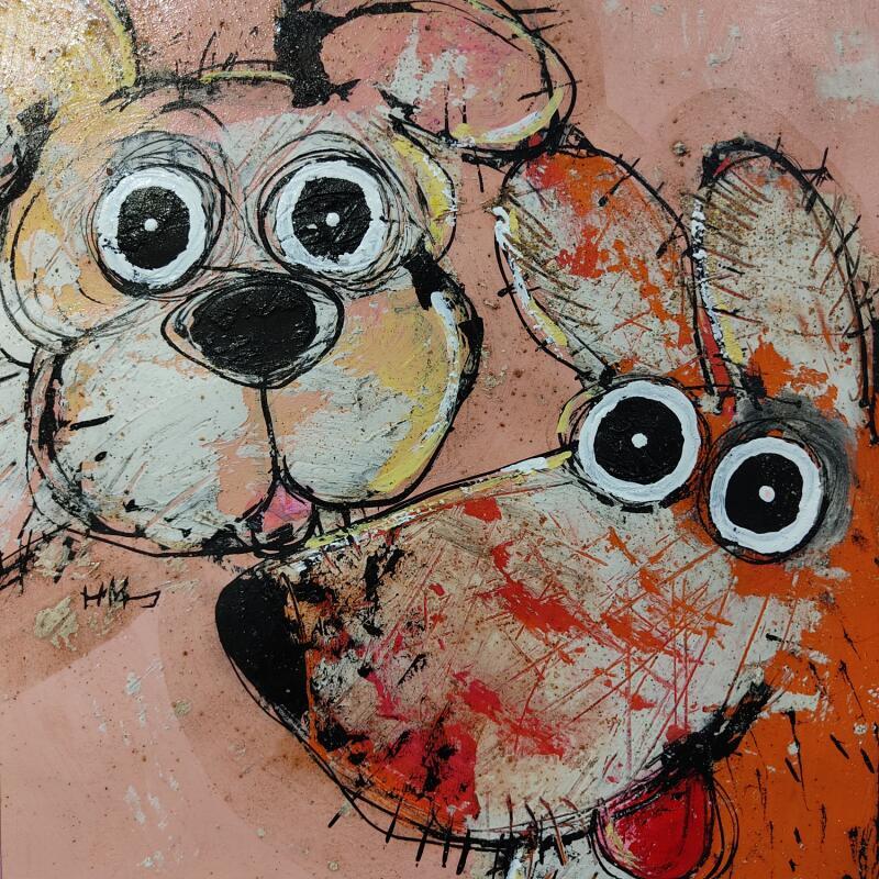 Peinture Trop drôle! par Maury Hervé | Tableau Art Singulier Animaux Acrylique Encre Sable Pigments