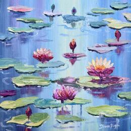 Painting Echoes of Monet Water Lilies by Pigni Diana | Painting Figurative Oil Landscapes, Marine, Nature