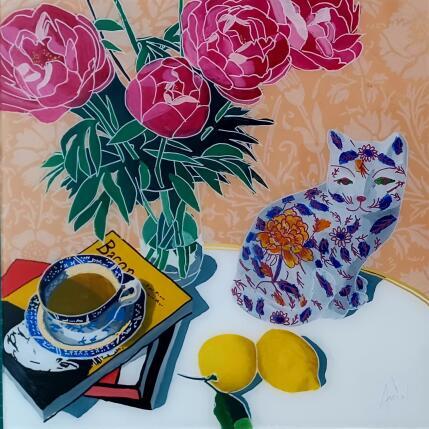 Painting Zao adorait les pivoines by Auriol Philippe | Painting Figurative Acrylic, Plexiglass, Posca Still-life