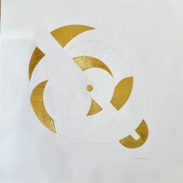 Peinture Clock Wise par Caitrin Alexandre | Tableau Abstrait Encre, Feuille d'or Architecture, Minimaliste