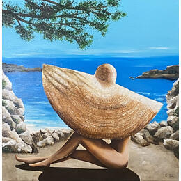 Painting La calanque by Sie Evelyne | Painting Figurative Acrylic