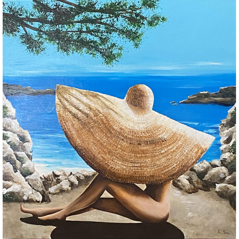 Painting La calanque by Sie Evelyne | Painting Figurative Acrylic