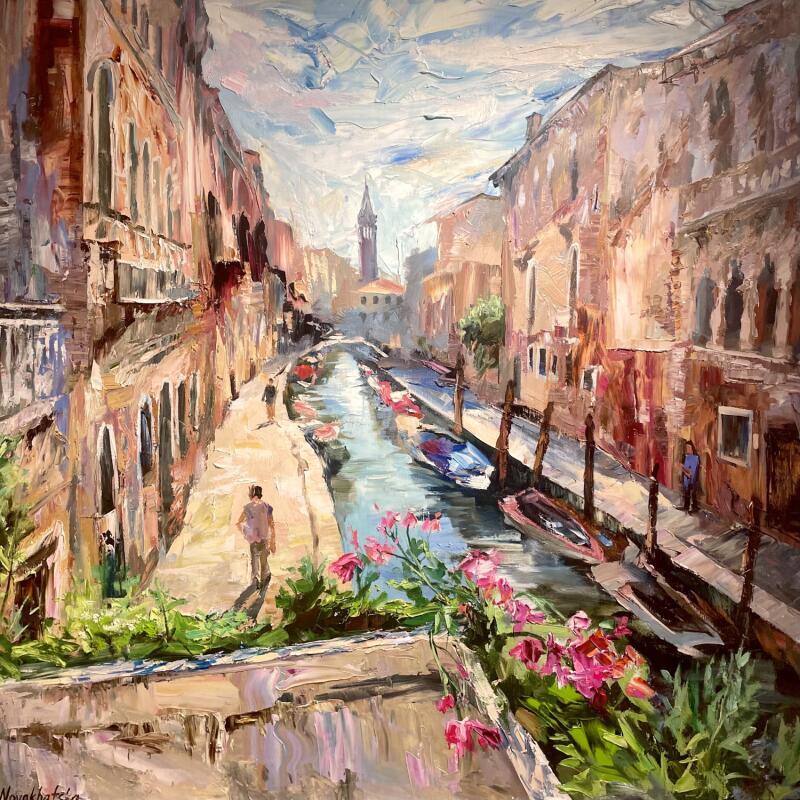 Gemälde Canal Vénitien von Novokhatska Olga | Gemälde Figurativ Urban Öl Acryl