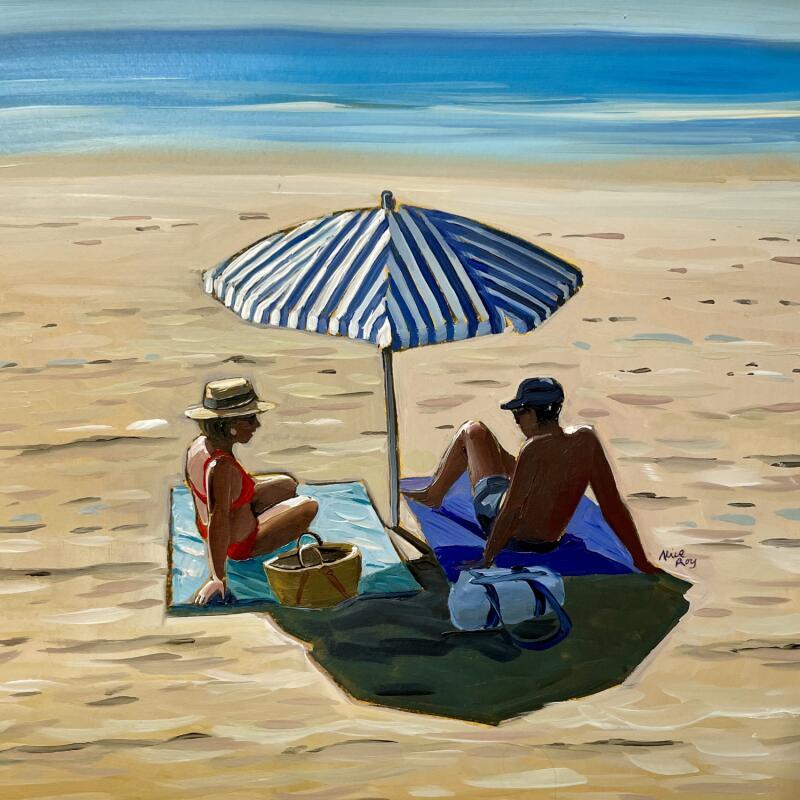 Pintura Le couple sous le parasol por Alice Roy | Pintura Figurativo Life style Acrílico