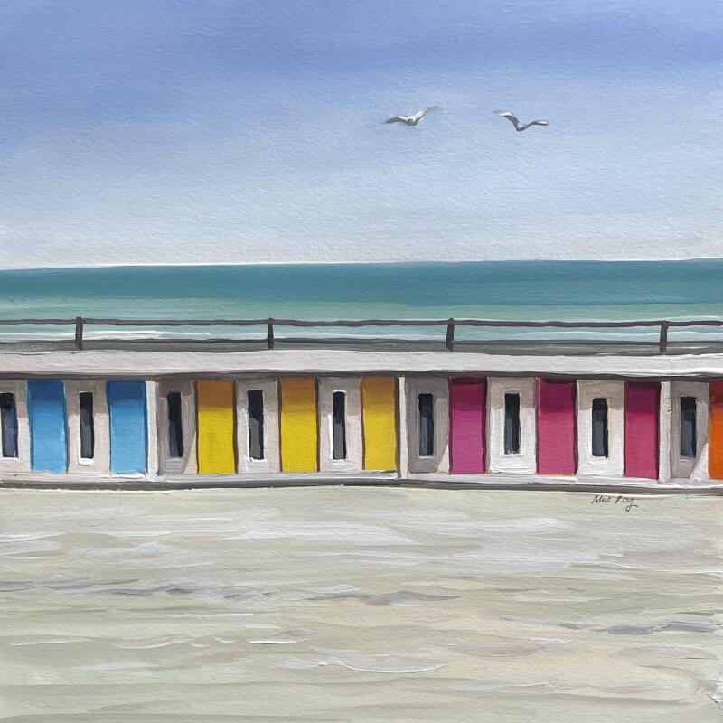 Pintura Les cabines por Alice Roy | Pintura Figurativo Urbano Marine Acrílico