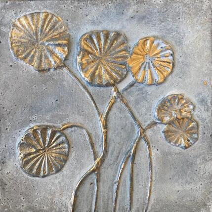 Peinture Fleurs dorées par Trébucq Marion  | Tableau Figuratif Acrylique Nature