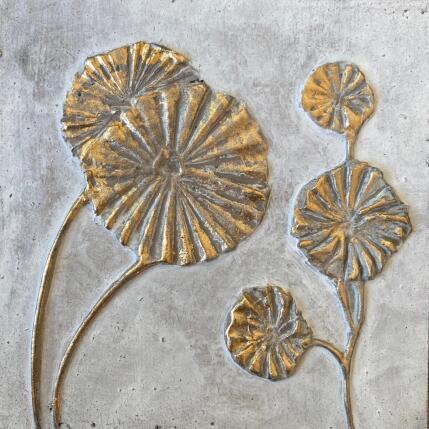 Peinture Fleurs dorées par Trébucq Marion  | Tableau Figuratif Acrylique Nature