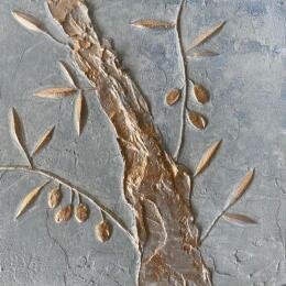 Peinture Branche d'olivier dorée par Trébucq Marion  | Tableau
