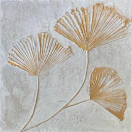 Peinture Trois feuilles de ginkgo dorées par Trébucq Marion  | Tableau