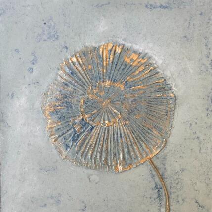 Painting Grande fleur bleue et dorée by Trébucq Marion  | Painting Figurative Acrylic Nature