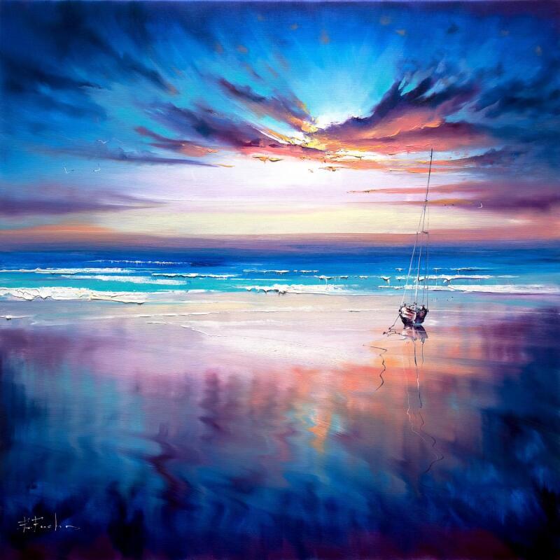 Peinture The Morning We Dreamed Of par Bozhena Fuchs | Tableau Impressionnisme Paysages Marine Huile