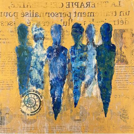 Peinture Les chamans par Rocco Sophie | Tableau Art Singulier Acrylique, Collage, Sable