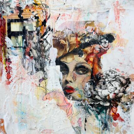 Painting Fenêtre sur mon âme by Bergeron Marie-Josée | Painting Abstract Acrylic, Gluing, Paper, Pastel, Posca