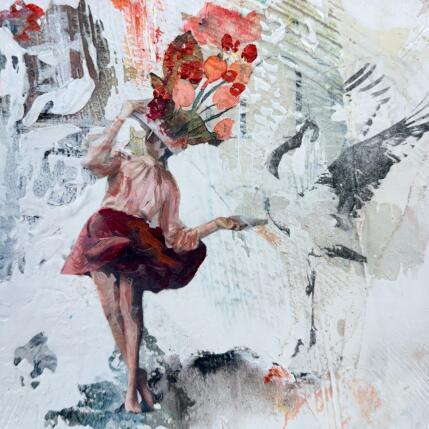 Painting Jamais seule by Bergeron Marie-Josée | Painting Abstract Acrylic, Gluing, Paper, Pastel, Posca