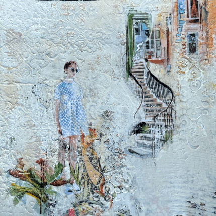 Painting Les mentors by Bergeron Marie-Josée | Painting Surrealism Acrylic, Gluing, Paper, Pastel, Posca