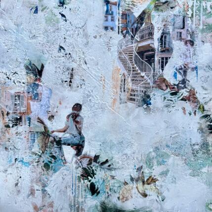 Painting Enfin retrouvés by Bergeron Marie-Josée | Painting Surrealism Acrylic, Gluing, Paper, Pastel, Posca