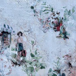 Painting Les heureux chemins by Bergeron Marie-Josée | Painting Surrealism Acrylic, Gluing, Paper, Pastel, Posca