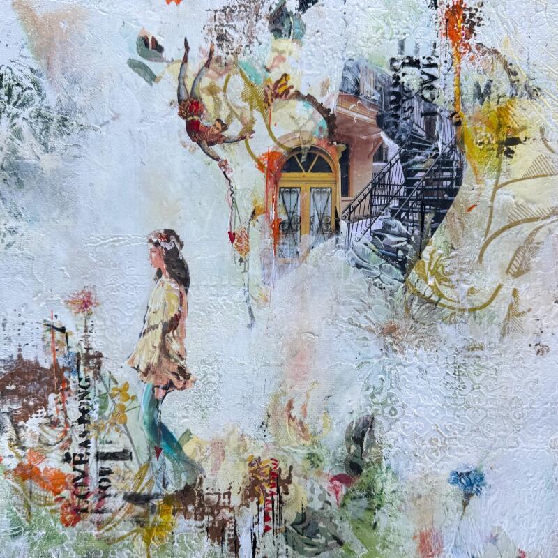 Painting Love as long as you live by Bergeron Marie-Josée | Painting Surrealism Acrylic Gluing Pastel Paper