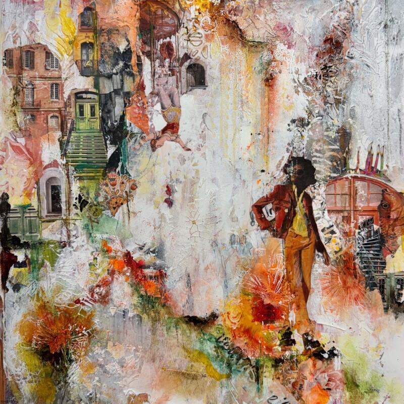 Painting Disco gravité by Bergeron Marie-Josée | Painting Abstract Acrylic Gluing Posca Pastel Paper