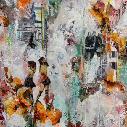 Painting Les voltigeuses by Bergeron Marie-Josée | Painting Surrealism Acrylic, Gluing, Paper, Pastel, Posca