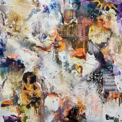 Painting Va là où les étoiles et la lumière t'amèneront by Bergeron Marie-Josée | Painting Surrealism Acrylic, Gluing, Paper, Pastel, Posca